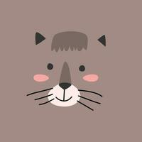 the head of a cute cat on a brown background. design for printing on fabric and packaging. vector