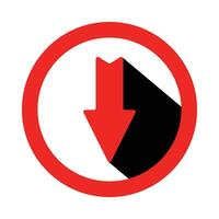 red round design down arrow icon. simple vector illustration for app, web.