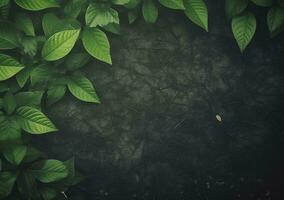 AI Generative Nature background with texture a green leaf closeupLeaves texture background with vintage color photo