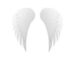 Angel bird wings. White with gray gradient wing with feathers for flight of animals and mythical vector creatures