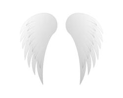 Angel bird wings. White with gray gradient wing with feathers for flight of animals and mythical vector creatures