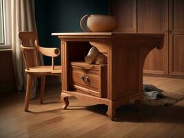 Living room furniture from original wood,ai generative photo
