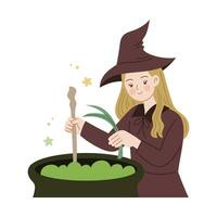 cartoon halloween witch illustration vector flat concept