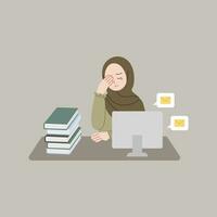 woman stressed with overwork vector flat