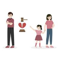 illustrations of unhappy divorce family vector