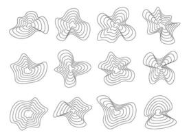 Abstract topography line circles. Organic texture shapes. Vector topographic illustrations set