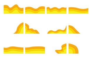 abstract yellow orange paper cut wavy shapes for banner template design. collection of abstract background yellow paper cut waves for business presentations, flyers, posters. vector illustration