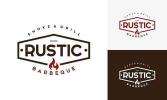 Vintage logo barbeque grill. Retro rustic babeque grill, Barbeque Label Logo desain vektor. vector