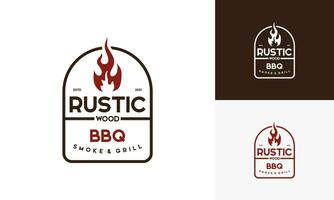 Vintage logo barbeque grill. Retro rustic babeque grill, Barbeque Label Logo desain vektor. vector