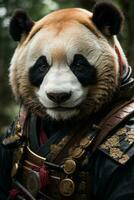 portrait samurai panda,ai generative photo