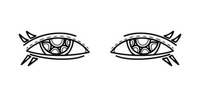 Mystic eyes. Doodle eyes collection. Hand drawn cartoon. Vector illustration isolated on white.