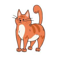 Cute cat. Red kitten in hand drawn style. Vector illustration isolated on white background