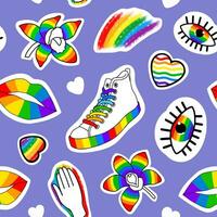 lgbt symbols and stickers. vector seamless background. support for lgbt. for background, fabric, wrapping paper. colorful modern illustration design.