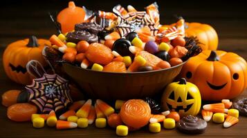 colorful halloween candy pumpkin collection photo