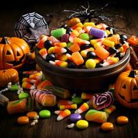 colorful halloween candy pumpkin collection photo