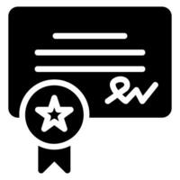 icono de glifo de certificado vector