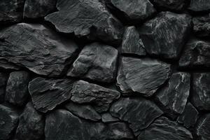 Black stone wall texture background. ai generated photo