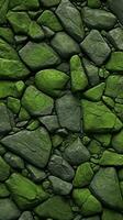 Pebbles stones background with green toned. ai generated photo