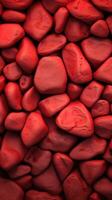 Pebbles stones background with red toned. ai generated photo