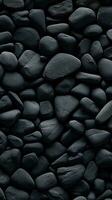 Pebbles stones background with black toned. ai generated photo