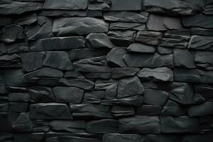 Black stone wall texture background. ai generated photo