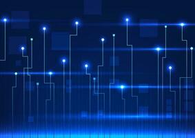 circuito tablero tecnología antecedentes eso es un vector ilustración ese usos tecnología circuito tablero líneas con un atractivo composición de elementos destacado en un oscuro azul tono.