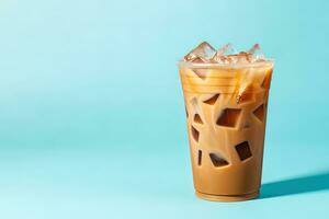 Iced coffee in plastic takeaway glass. ai generated photo