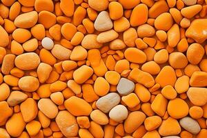 Pebbles stones background with orange toned. ai generated photo