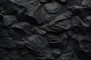 negro Roca pared textura antecedentes. ai generado foto