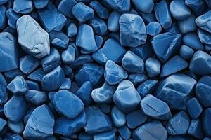Pebbles stones background with blue toned. ai generated photo