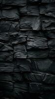 Black stone wall texture background. ai generated photo