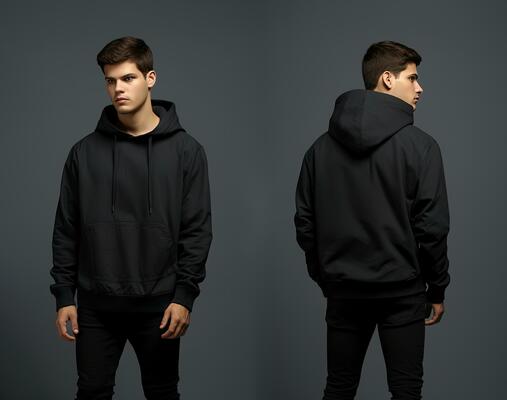 Black hoodie front back outlet