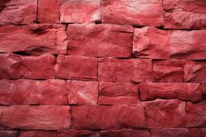 Red stone wall texture background. ai generated photo