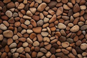 Pebbles stones background with brown toned. ai generated photo