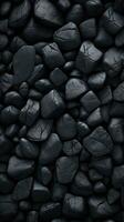 Pebbles stones background with black toned. ai generated photo