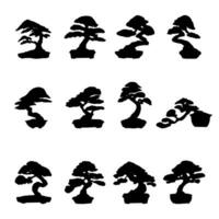 el bonsáis silueta imagen para logo japonés estilo vector