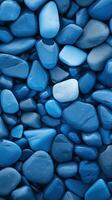 Pebbles stones background with blue toned. ai generated photo