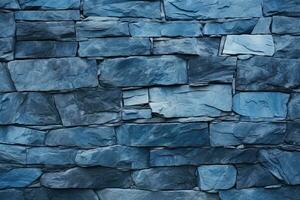 Blue stone wall texture background. ai generated photo