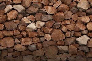 Pebbles stones background with brown toned. ai generated photo
