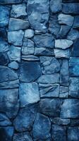 Blue stone wall texture background. ai generated photo