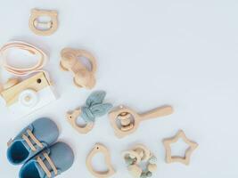 baby toys and accessories on a white background photo