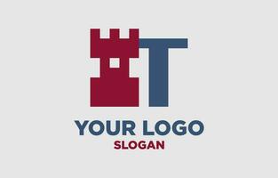 letter T kingdom digital style vector logo design