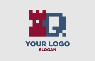 letter Q kingdom digital style vector logo design