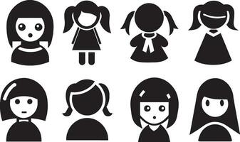 Girl Icon vector pack illustration