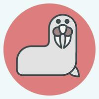 Icon Walrus. related to Alaska symbol. color mate style. simple design editable. simple illustration vector