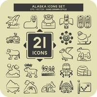 Icon Set Alaska. related to Education symbol. hand drawn style. simple design editable. simple illustration vector