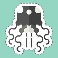 Sticker line cut Jellyfish. related to Alaska symbol. simple design editable. simple illustration vector