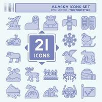 Icon Set Alaska. related to Education symbol. two tone style. simple design editable. simple illustration vector