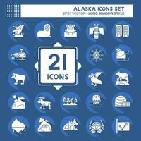 Icon Set Alaska. related to Education symbol. long shadow style. simple design editable. simple illustration vector