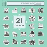 Sticker line cut Set Alaska. related to Education symbol. simple design editable. simple illustration vector